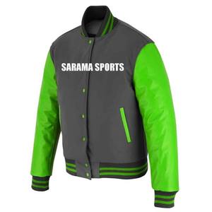 Veste universitaire unisexe personnalisée avec broderie OEM, 100% laine, écologique, streetwear d'hiver, veste de baseball, veste universitaire bicolore contrastée - Product Image 3