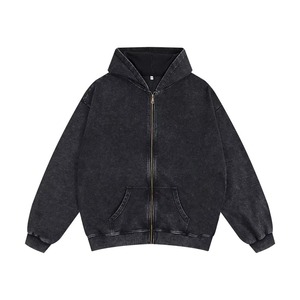 Sweat à capuche oversize en coton de haute qualité, polaire épais, épaules tombantes, uni, vierge, personnalisable, délavé à l'acide, pour hommes, fabricant OEM - Product Image 1