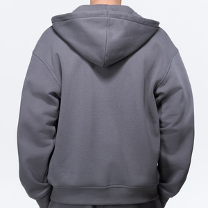 Sweat à capuche zippé unisexe pour homme, coupe ample, épaules tombantes, uni, 100% coton, service OEM, tricoté, respirant, coupe-vent - Product Image 4