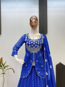 PARA ESTA PRÓXIMA TEMPORADA DE RAKHI THEEJ SAVAN NAVARATRI NUESTRA EXCLUSIVA IMPRESO GEORGETTE COSTADO COMPLETO LEHENGA CHOLI - Product Image 4