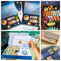 Boîte à sushi jetable avec logo personnalisé, nouveau design, emballage pour la restauration rapide, boîte à sushi à emporter, boîte à sushi en papier noir, conteneur à emporter pour sushi
