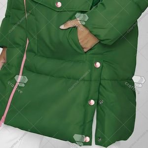 Alpha |   Kapa |   Manteau matelassé long Alpha Sorority pour femme, avec fermeture éclair, capuche, coupe-vent, thermique, pour l'hiver, style universitaire - Product Image 2