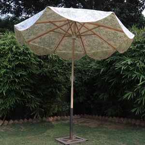 Modern Peach Valance Wooden <b>Frame</b> Parasol Umbrella Manual Control Big Print List Simple Style-New Arrival for Garden Resorts - Product Image 1