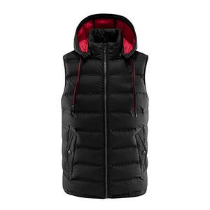 2025 Fashionable Zipper Style <b>Padded</b> Puffer Vest Jacket For Men Customize Polyester Fabric Plus Size Hooded Puffer Men's Jackets - Product Image 1