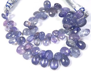 ลูกแพร์ Tanzanite เหลี่ยมเพชรพลอยธรรมชาติ7.5-12มม. 9 "ลูกปัดพลอยแทนซาไนต์แอฟริกัน - Product Image 4