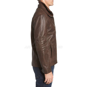 Veste en cuir pour homme, style décontracté, col montant, fermeture éclair, dernière collection hiver, vente en gros directe usine - Product Image 4