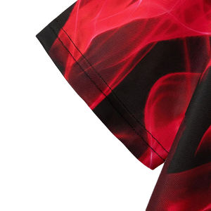 Polos tricotés pour hommes élégants et minces 2025 été polos pour hommes grande taille impression numérique 3D polos à revers à manches courtes avec flamme - Product Image 5