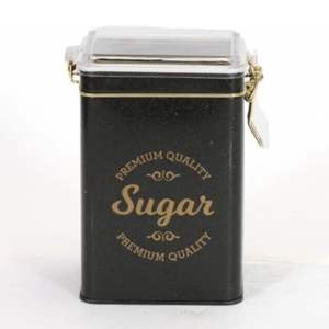 Boîte en métal rectangulaire noire sucre 75x100x150mm avec fermoir en fil 1L et couvercle transparent - Product Image 1