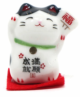 Juego de 3 Imanes de Refrigerador de Cerámica Art Deco Maneki Neko (Gato de la Suerte) de Japón