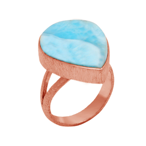 Wholesale 925 Sterling Gold Plated Silver Ring Natural Larimar Semi-Precious Gemstone 18K Gold <b>Diamond</b> Pearl Zircon Cut Jewelry - Product Image 6