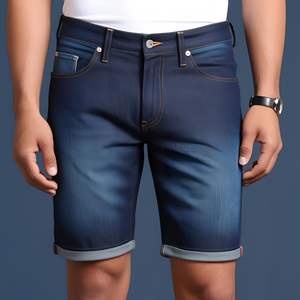 Short en jean personnalisé pour hommes, style décontracté ou streetwear, lavé et vieilli, avec décoration à motifs ou personnalisation du logo - Product Image 4