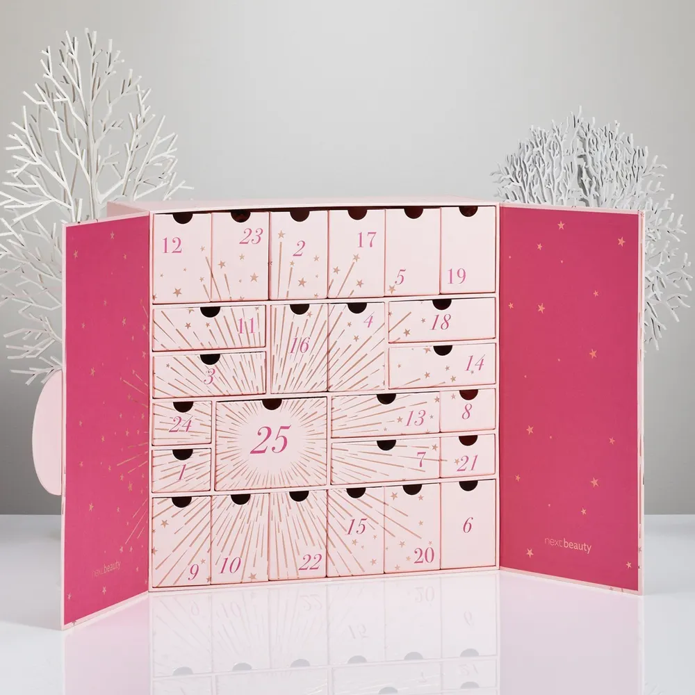 Custom logo wholesale printing empty beauty packaging gift 25 days makeup advent calendar box