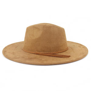 Sombrero Fedora Caqui de 9.5cm, Elegante Sombrero de Ala Ancha de Gamuza para Hombre y Mujer, para Viajes, Negocios, Fiestas, Venta al por Mayor, Sombrero Panamá - Product Image 2