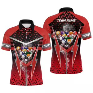 Polos de manga corta para hombre, ropa deportiva de poliéster con estampado gráfico de billar personalizado - Product Image 5