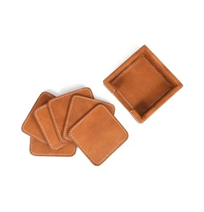 Wholesale <b>Leather</b> Coaster for Office Home Drink Ware Glass Dining Table <b>Leather</b> Coaster New Looking Customized Logo - Product Image 4