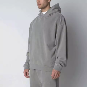 Manufacturer Unisex Hoodie Sweatshirt Side Hidden Pockets No <b>String</b> 450gsm French Terry Boxy Hoodies - Product Image 6