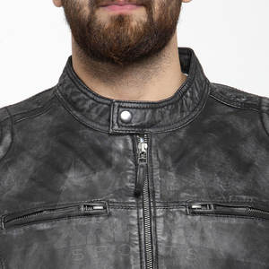 Veste d'hiver en cuir de couleur unie Offre Spéciale de service OEM avec col montant veste en cuir de marque privée - Product Image 5