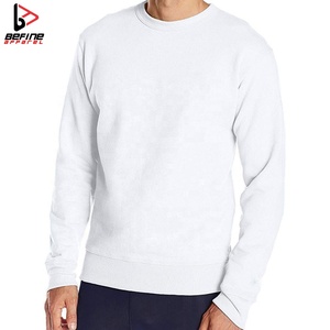 Custom Logo 2024 Regular Fit Men's Casual Pullover Sweatshirt Puff Printed <b>Thick</b> <b>Fleece</b> Top Long Sleeve Solid 100% Cotton Spring - Product Image 4