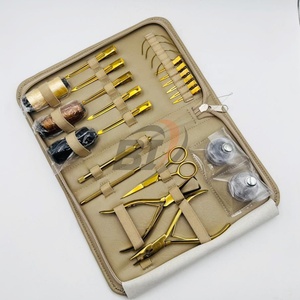 Juego de Pinzas para Extensiones de Cabello, Acero Inoxidable, Dorado, Plasma, Estuche de Cuero Beige, Pinza para Microperlas, Logotipo Personalizado, Herramientas de Peinado - Product Image 5