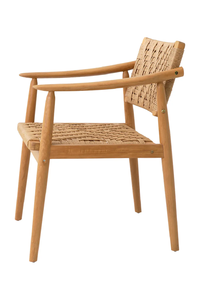 Nordic Woven Rope <b>Armchair</b> Handcrafted Elegance in Natural Wood for Living Room Apartment <b>Dining</b> Hotel Outdoor Use - Product Image 3