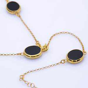 สร้อยคอควอตซ์สามชั้นสีดำ22K แบบฝาสีทองจี้เงิน925เครื่องประดับแฮนด์เมดสไตล์ตุรกี - Product Image 5
