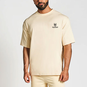 T-shirt à épaules tombantes en coton 100% pour homme coupe moderne avec manches larges et tissu épais lourd - Product Image 1