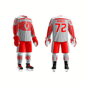 Custom Sublimation Ice Hockey Uniforms Wholesale Custom Color 100% Cotton Ice Hockey Kits Including Jersey <b>Socks</b> & Pant - Product Image 1