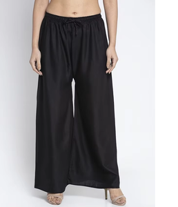 Pantalon évasé formel d'été personnalisable pour femmes, pantalon léger à jambe large, coupe ample, pantalon plissé à fermeture par cordon de serrage sur le devant - Product Image 1