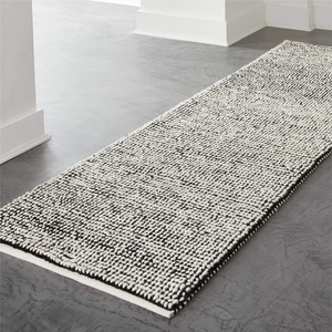 Tapis Kilim en laine tissée à la main coureur noir blanc motif abstrait anti-dérapant rembourré tufté tapis de couloir d'entrée pour un usage domestique - Product Image 2