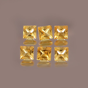 Saphir jaune cultivé en laboratoire, taille carrée 6 mm, facetté, calibré, pierre précieuse en vrac certifiée, pour la fabrication de bijoux, fournisseur en gros KKS - Product Image 1