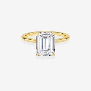 แหวนหมั้นเพทิตโซลิแทร์ทองคำ 14k ประดับเพชรทรงเอเมอรัลด์จากแล็บ - Product Image 1