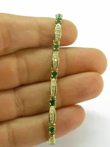 Bracelet tennis vintage pour femme en argent sterling avec 12 diamants ronds, plaqué or jaune 14 carats - Product Image 2