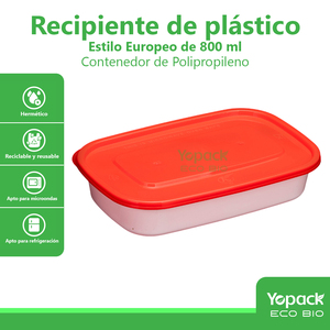 ชุดภาชนะพลาสติก PP ทรงสี่เหลี่ยมผืนผ้าขนาด800มล. สไตล์ยุโรป150ชิ้น - Product Image 2