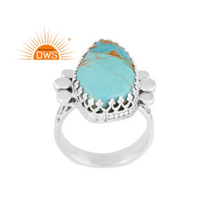 Bague de déclaration en argent sterling oxydé de meilleure qualité naturelle Kingman Turquoise Gemstone Fabricant de bijoux personnalisés - Product Image 1