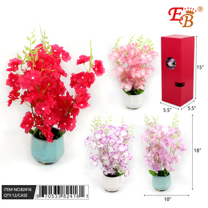 18 \ "Flor de melocotón artificial Planta en maceta Planta verde para la decoración del hogar y el jardín 12PCS/CS para ocasiones de Acción de Gracias - Product Image 1