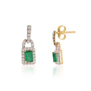Boucles d'oreilles en émeraude et diamant - Product Image 1