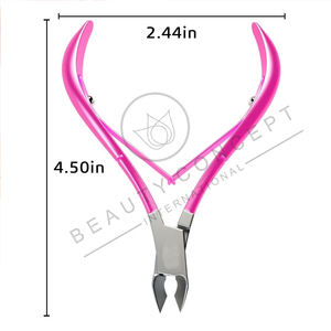 Coupe-cuticules rose vif brillant en acier inoxydable, lames aiguisées, ouverture large, pinces à double ressort, pour soins des ongles et beauté - Product Image 3