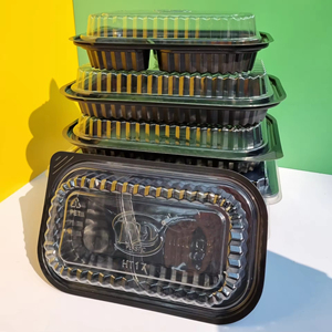 Tien Duc fabricante 1-2-4 compartimentos listos para enviar recipiente de plástico desechable para alimentos con tapa color negro para llevar - Product Image 1