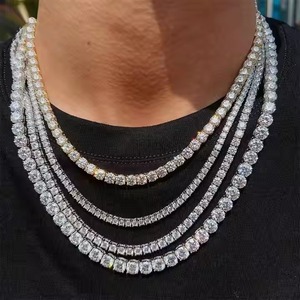 Latest Round Shape Moissanite Diamond Cuban Link Chain Stylish <b>Silver</b> Iced Out Hip Hop Fashion <b>Necklaces</b> for Wedding Gift India - Product Image 5
