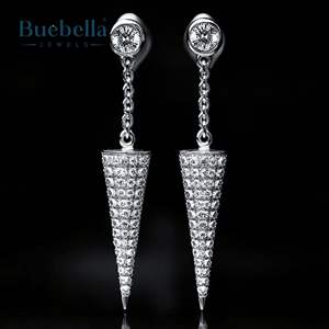 Venta caliente 925 Plata de Ley 14K oro helado cono Spike pendientes colgantes Joyería de diamantes para hombres regalo de estilo rapero - Product Image 3