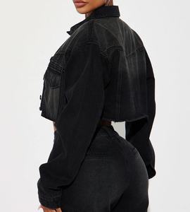 2025 nouvelle arrivée OEM vente en gros vestes en jean pour femmes conception personnalisée coton bas quantité minimale de commande respirant veste en jean taux de gros - Product Image 4