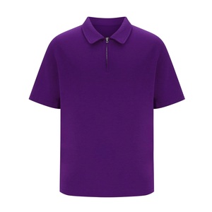 Chemise de golf classique légère à manches courtes pour homme, col chemise, fermeture éclair quart, décontractée, unie, anti-froissement, écologique, grande taille - Product Image 3