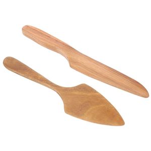 Couteau à gâteau en bois durable et ensemble de serveur outils de service de tranchage de tarte en bois pour les événements de mariage et de fête Outil de service de gâteau en bois - Product Image 1