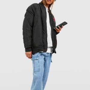 Chaqueta Bomber Vaquera para Mujer, Talla Grande, Personalizada, Transpirable, Tejida, Estampada, Ecológica, Resistente al Viento, para Otoño e Invierno, Venta al Por Mayor - Product Image 2