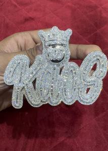 Pendentif Hip Hop de luxe en argent avec moissanite taille brillant sertie clos, de laboratoire, haute résistance au feu, pour homme, style rappeur, pour soirée - Product Image 2