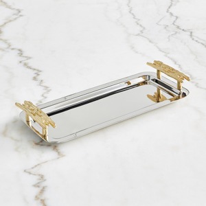Bandeja de Metal con acabado plateado de diseño martillado Premium, Ideal para una elegante decoración del hogar, cocina, mesa de comedor, elementos esenciales - Product Image 5