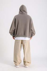 OEM Custom Oversized 100% Cotton Men's Zipper Pocket <b>Long</b> <b>Sweatshirt</b> Hoodie 2024 Winter Trend Plus Size Embroidered Fleece - Product Image 2