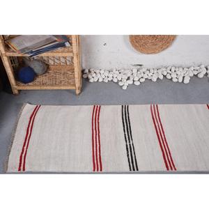 Vintage Turkish <b>Runner</b> <b>Rug</b> 1.8x8.6 ft (56x261 cm), Beige Floral Kilim <b>Rug</b> - Product Image 5