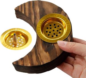 <b>Wooden</b> Moon Shape Incense Burner Candlestick Ornament Ramadan Crescent Incense Holder Home Aromatherapy <b>Desktop</b> Decoration - Product Image 1