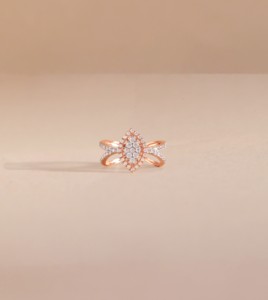 Elegante anillo de diamantes de oro para mujer con incrustaciones ajustables de moda chapado en oro rosa y rodio - Product Image 1